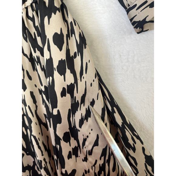 Sandro Silky Animal Print Studded 3/4 Sleeve Party Dress Glam Rocker Edgy sz 2 - Picture 11 of 12